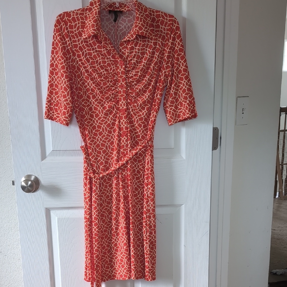 Laundry By Shelli Segal Orange Wrap Dress Short Sleeve